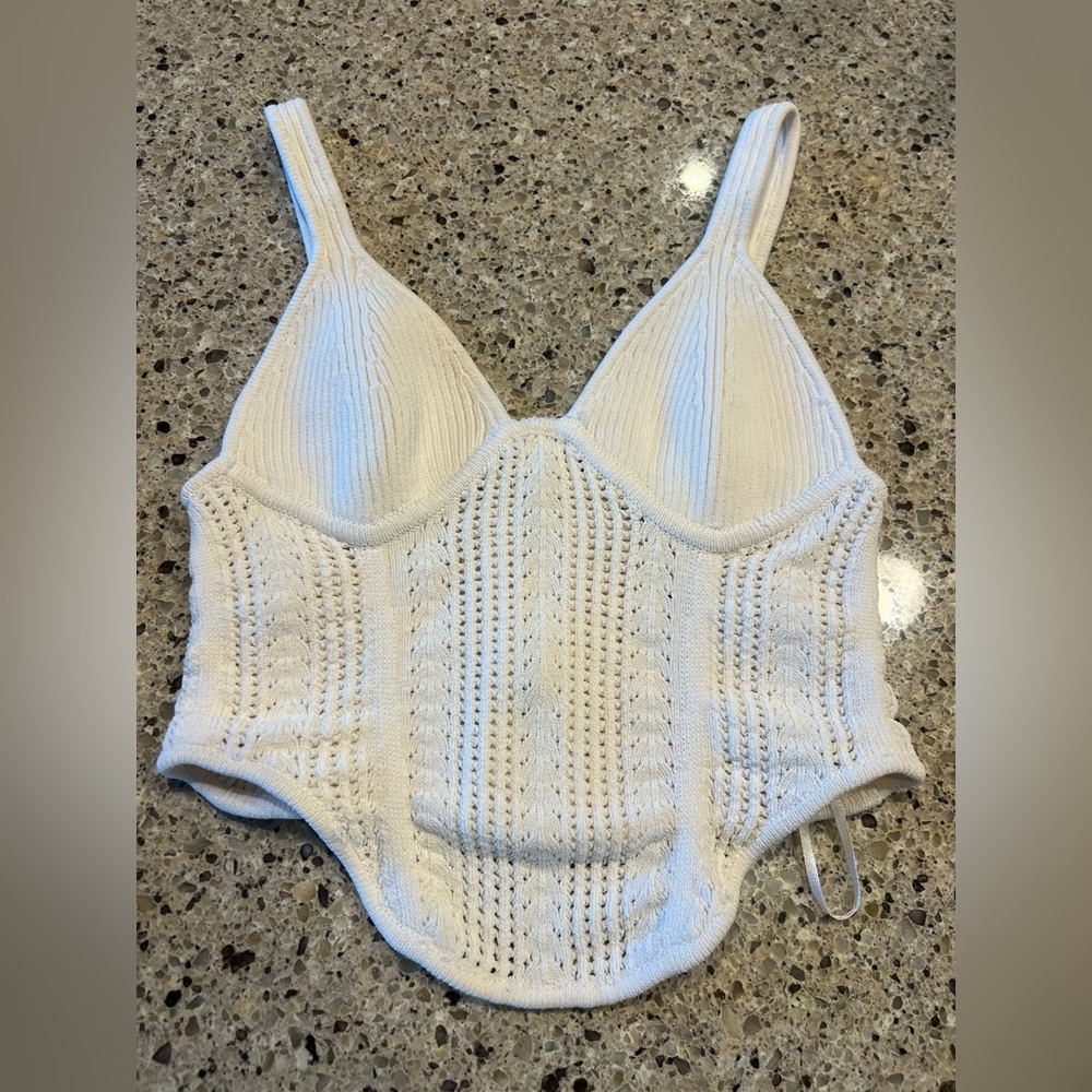 Garage White Knit top with Textured Design